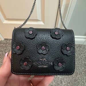 Coach Black Crossbody Bag with Floral Accents
